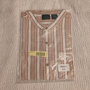 Scandia Men's Casual Striped Shirt - Brown and White